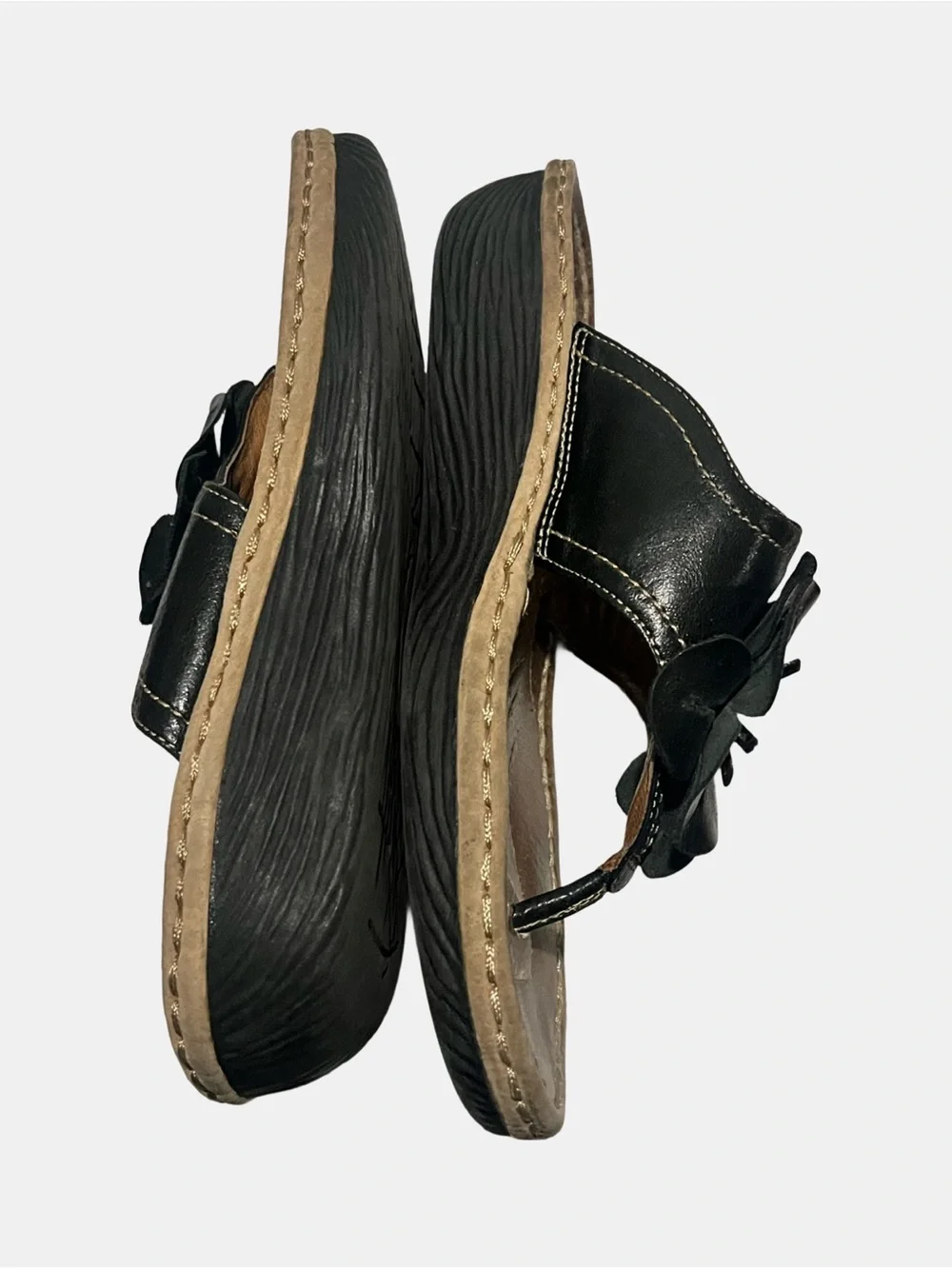 Clarks Artisan Black Leather Floral Slide Sandals Size 10 M